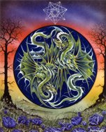 Polarity Dragons, dragon poster, Peter Pracownik Signed Framed Prints
